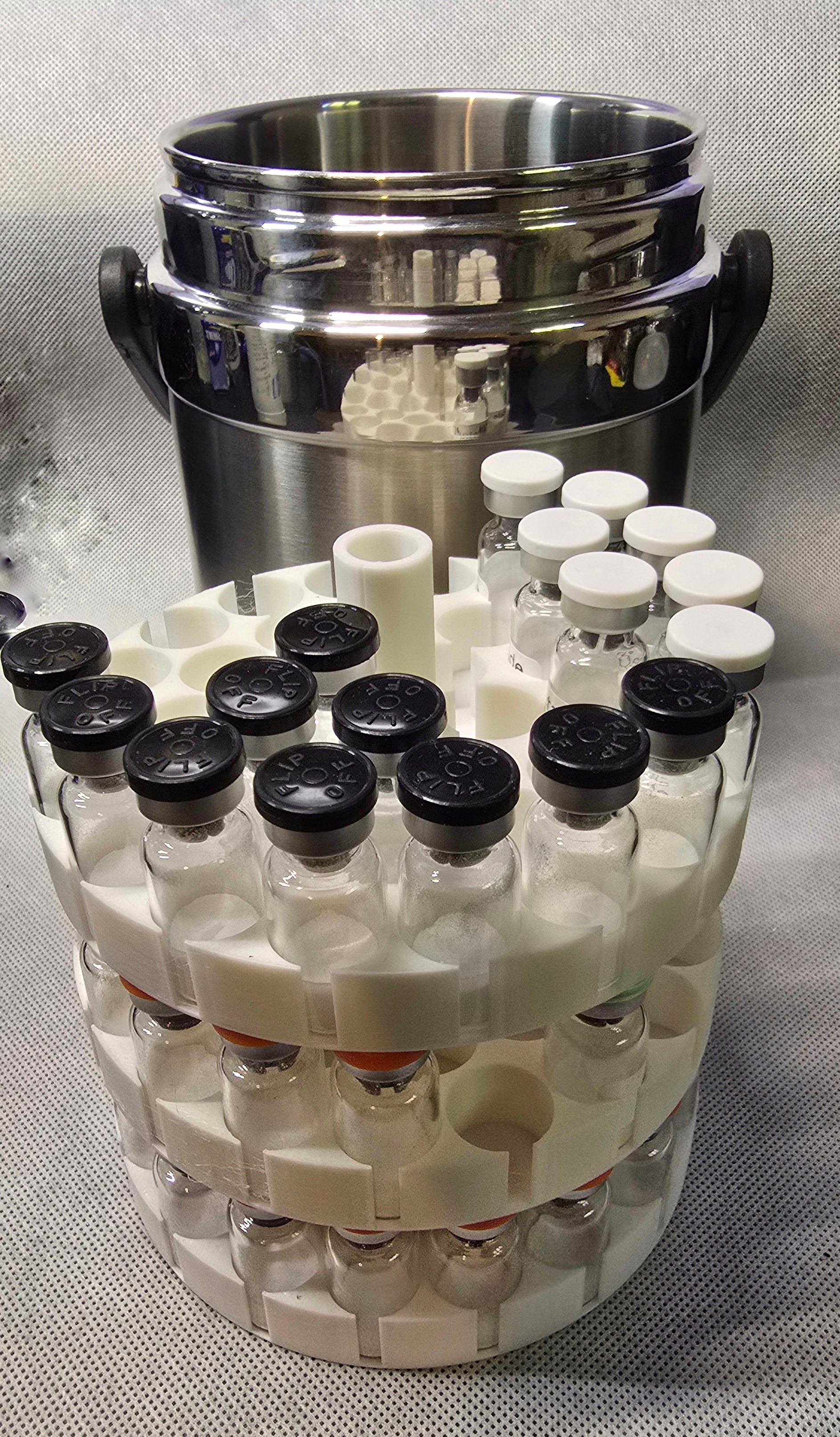 108x 3ml Vials - XL Insulated Peptide Storage - Stainless Steel